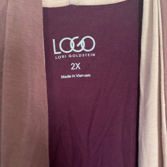 Logo Lori Goldstein Cardigan Sweater Women's 2X Purple Draped Open Front T5 - Picture 4 of 7